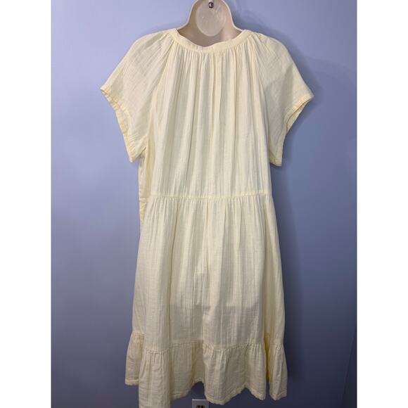 Pact Women's Organic Cotton Coastal Double Gauze Throw-And-Go Dress Sz L Yellow - Picture 7 of 10